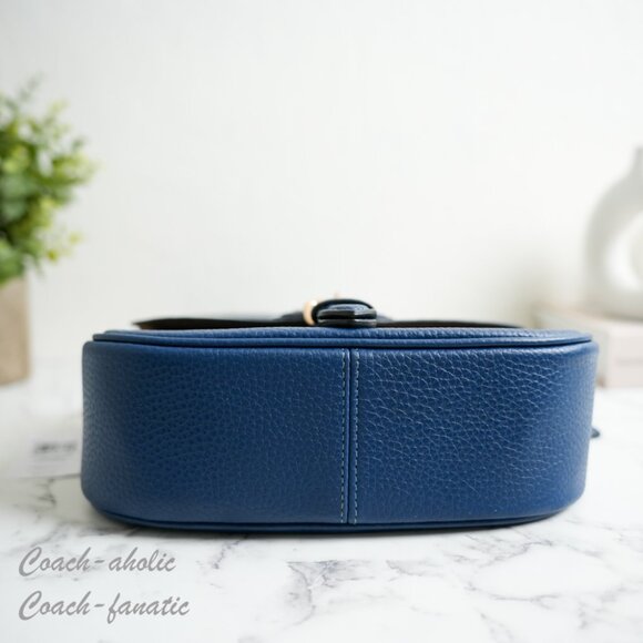 NWT Coach CP107 Amelia Saddle Bag Shoulder Bag Crossbody in Gold/Deep Blue - Picture 6 of 11